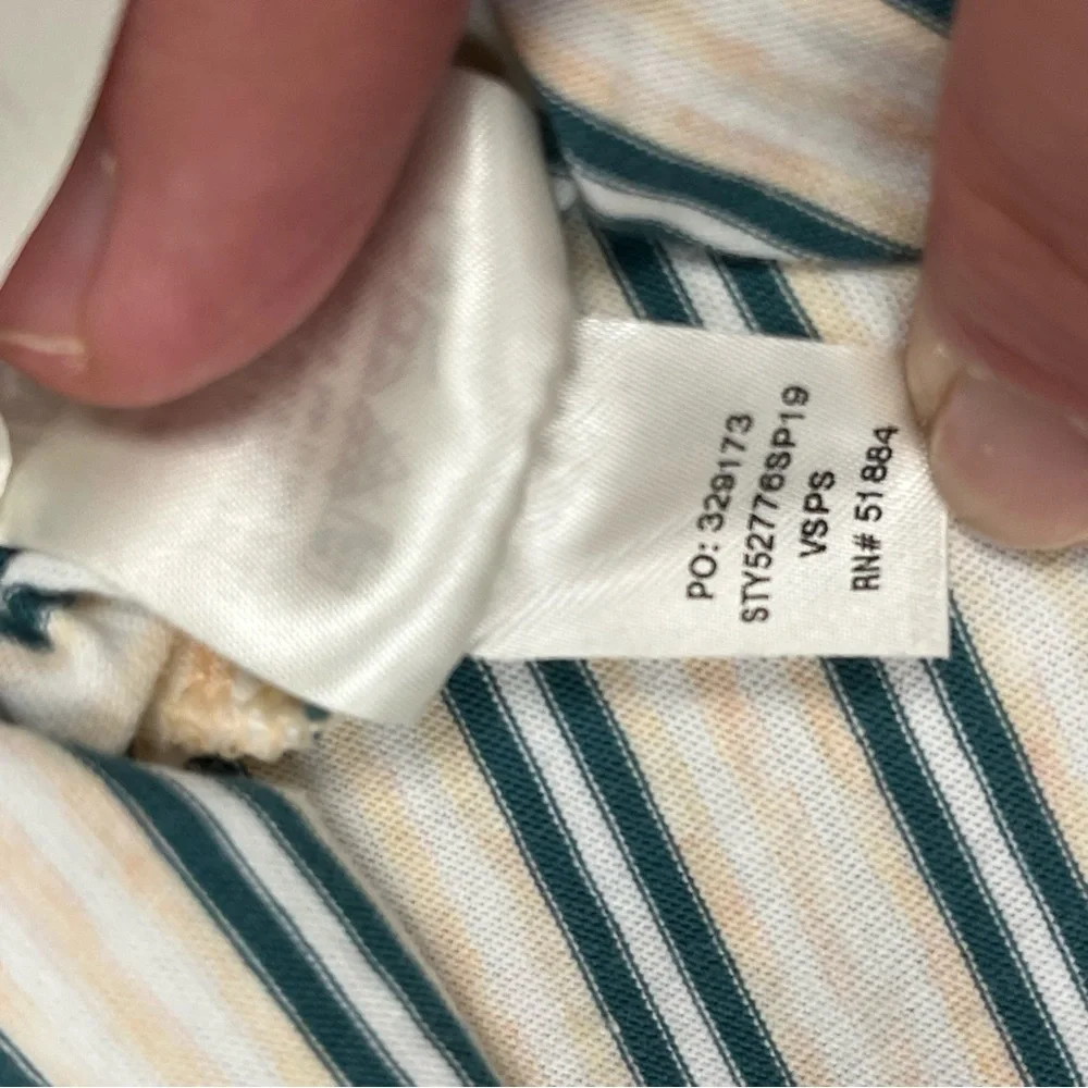 Patagonia Men's Squeaky Clean Polo Size XL Tan Green Striped Preppy Cotton EUC - Picture 6 of 9